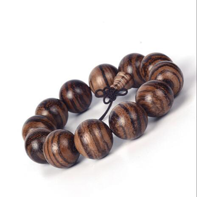 虎皮沉香木佛珠手串20mm