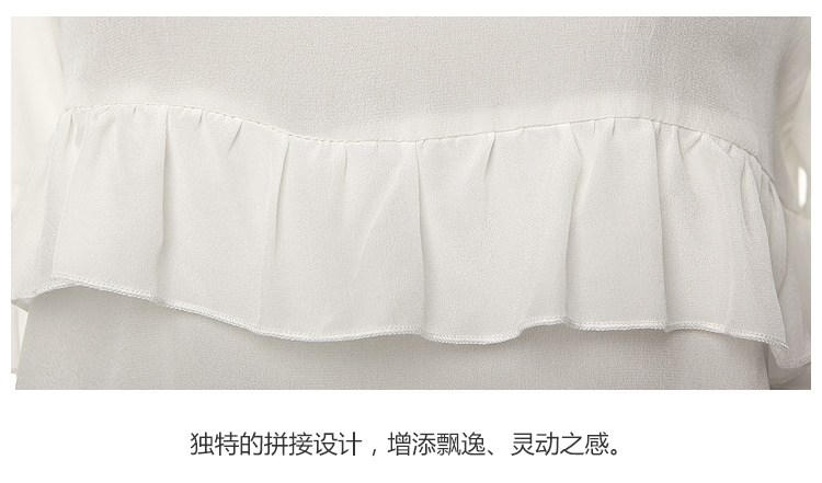 2015夏季新款打底雪纺衫 韩版甜美纯色雪纺衫女装小衫 黑色 M