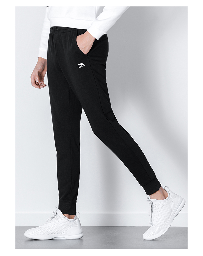 安踏运动裤男收口针织长裤男裤2021秋季新款简约时尚小脚裤罗纹缩口