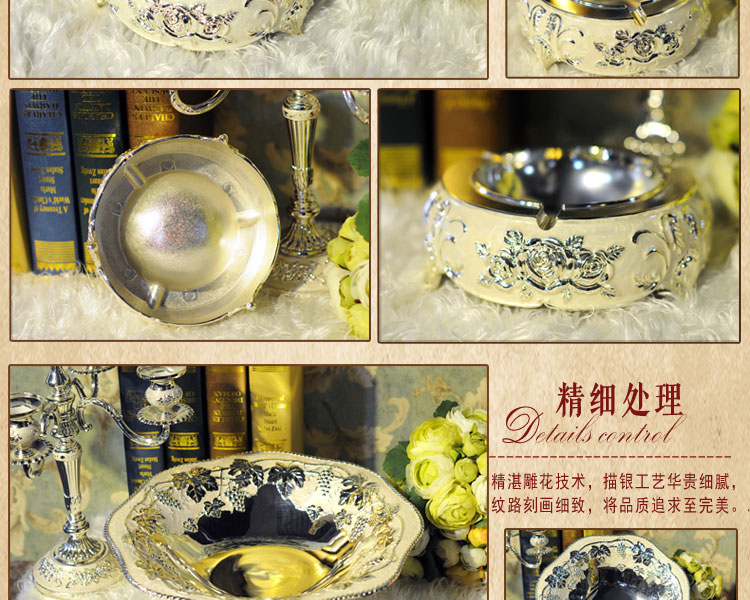 美居美艺 欧式餐厅奢华锌合金五头蜡台摆样板房别墅软装饰品 五头烛台