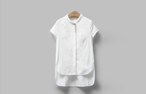 AMIIREDEFINE2015秋新品立领绣花前短后长纯棉大码衬衫女61570860 砖红 XL