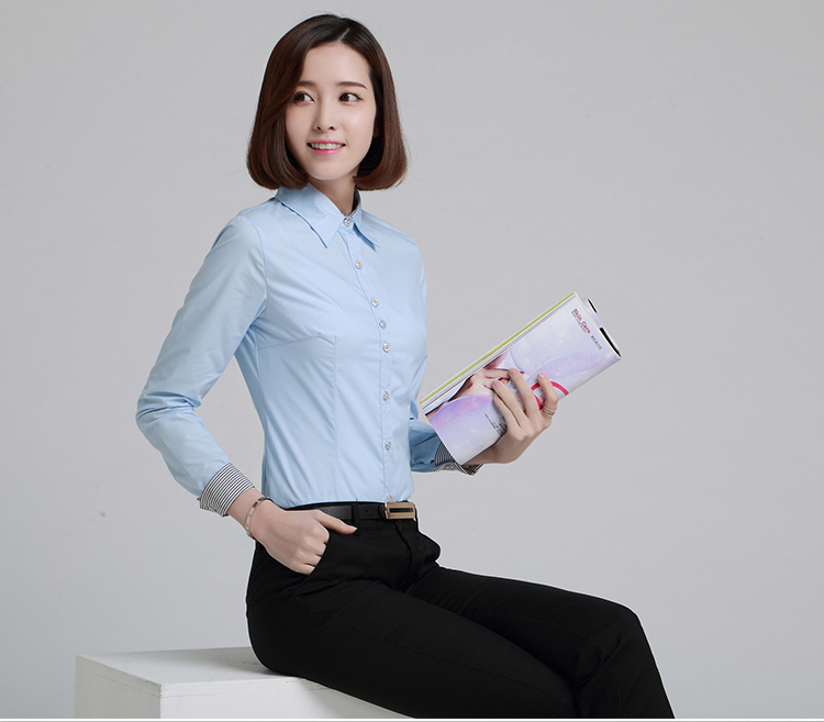 茵特露薇2016春装新款白领职业衬衫女长袖工作服修身百搭OL通勤上衣打底衬衣 白色长袖 4XL