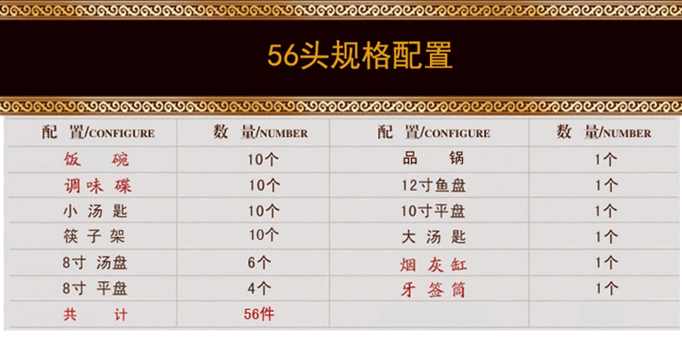 
                                        天泥 碗套餐56头骨瓷餐具套装健康景德镇陶瓷器韩式碗碟盘子礼盒装 56头太阳岛                
