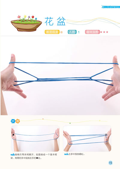 《趣味翻绳游戏》含有36款单人游戏,7个多人小把戏,以及双人翻绳游戏