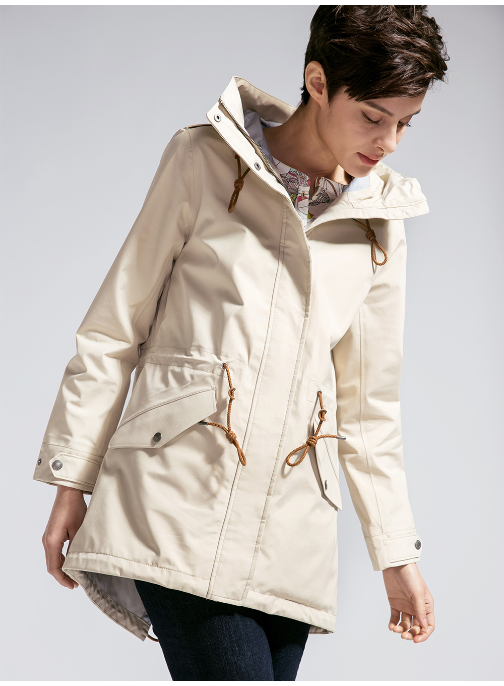 法国aigle 艾高 女士gtx防水透汽鱼尾中长款风衣trimarlowe 绿茶色 h2