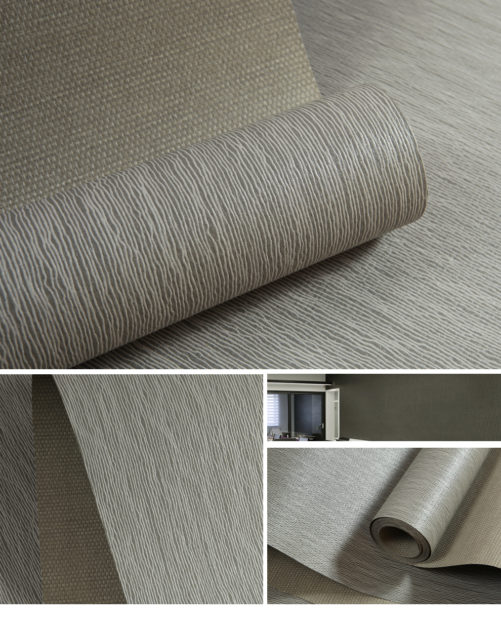 原装进口真石漆海吉布浅灰色墙纸工程装修材料玻纤壁布免刷漆墙布