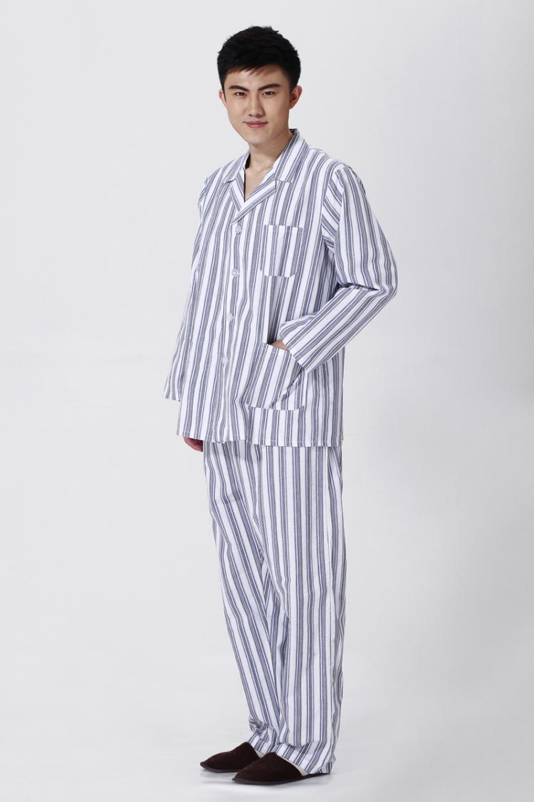 诺尔森病号服nb1男女长袖病员服茶绿蓝条s