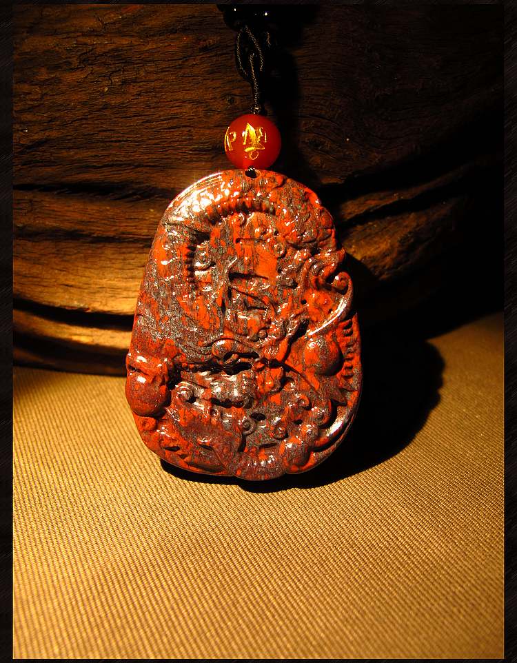 万宗【三分红血龙行天下】天然广西桂林鸡血石龙吊坠