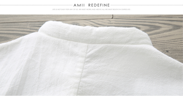 AMIIREDEFINE2015秋新品立领绣花前短后长纯棉大码衬衫女61570860 砖红 XL