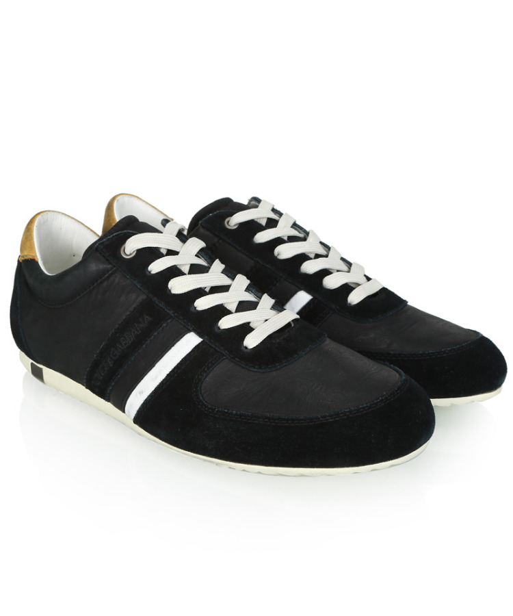 杜嘉班纳dolce&gabbana男鞋系带鞋黑色麂皮拼接牛皮cs0884a7678 42