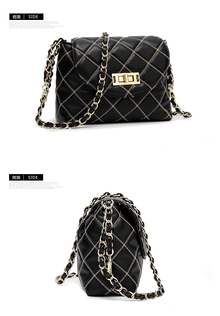 加姿(coazee)进口pu女包 迷你单肩包 女斜挎包 小香风链条包 黑色