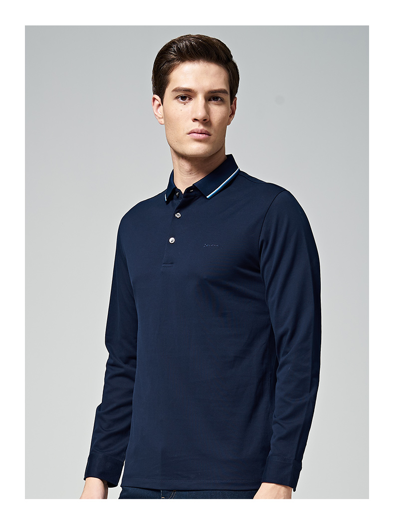 九牧王joeone长袖t恤男士18春季新款商务休闲修身棉质上衣50藏青jt