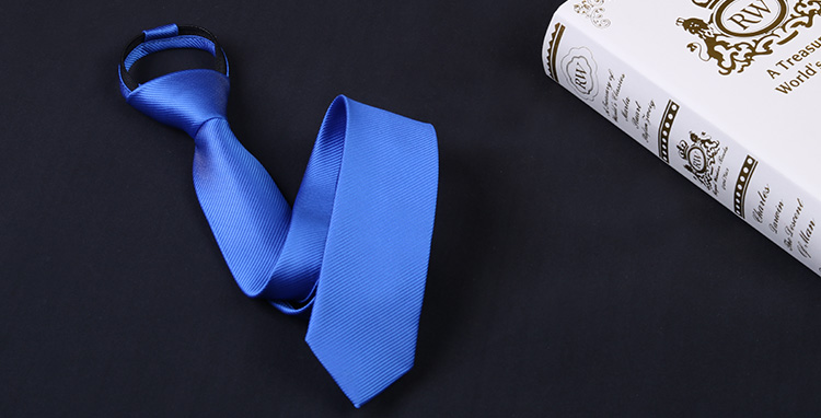 他与阳光男士5cm领带韩版黑色窄版休闲商务纯色免打拉链小领带可定制