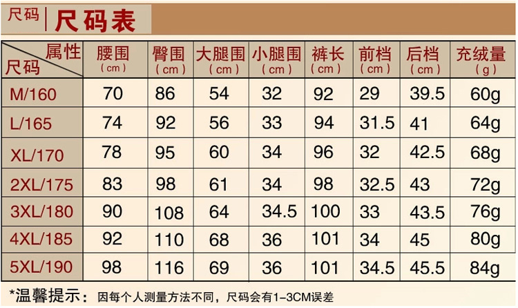 南极人秋冬中老年修身羽绒保暖裤女款 中高腰加绒加厚羽绒内胆裤子 蕾丝红牡丹  蜂窝护膝 XXXL