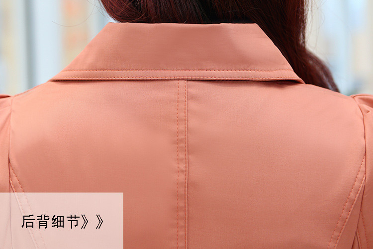 韵奴春装新款女装韩版修身时尚纯色双排扣V领风衣 女 中长款外套 军绿色 XXL