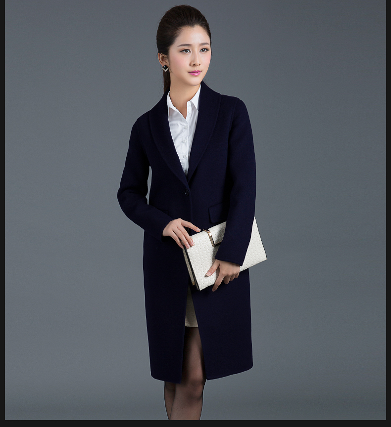 
                                        芙蓉妮2018春装新款毛呢大衣女中长款欧美气质修身高端双面呢羊绒大衣羊毛呢外套 D0310 葡萄紫 S码                