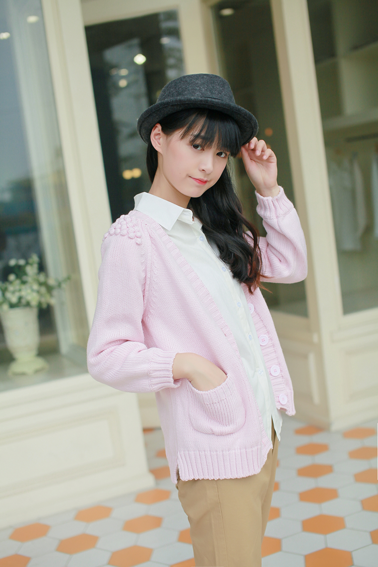 梦狸世家 日系可爱针织衫甜美小清新文艺毛衣外套女学院风开衫披肩 浅蓝色 均码