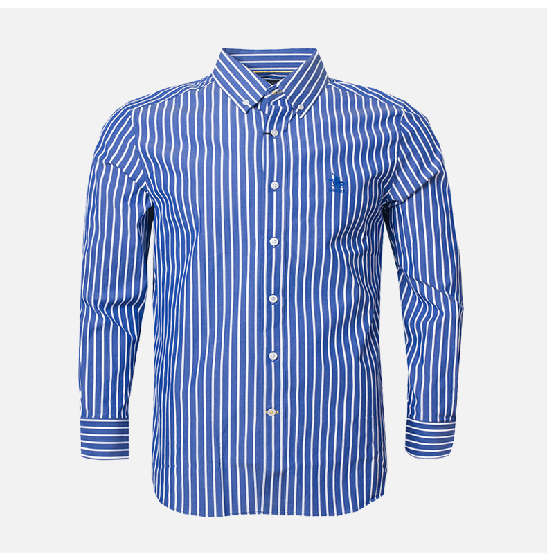 圣大保罗polo男装专柜商务休闲棉衬衣春秋季男士条纹长袖衬衫ps15wh