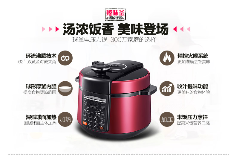 苏泊尔（SUPOR）CYSB50YC520Q-100电压力锅球釜双胆智能压力锅 CYSB5