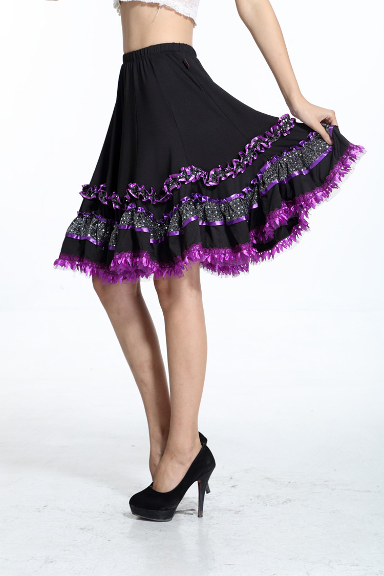 潮流舒适中老年广场舞裙时尚休闲半身表演练习舞蹈短裙拉丁裙大摆裙