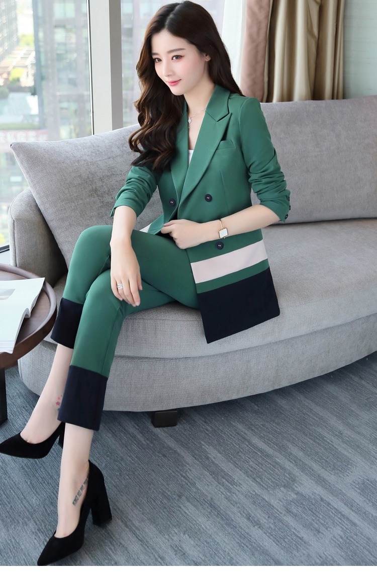 知萃(zhicui)女装 2018年春款时尚职业大气成熟气质显瘦套装休闲裤hse