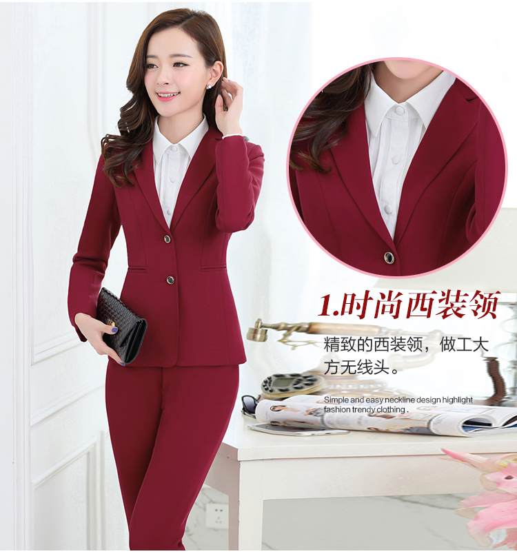 蒙雅法诗2015秋新款两件套女修身小西装长裤职业套装91558-1 黑色 S
