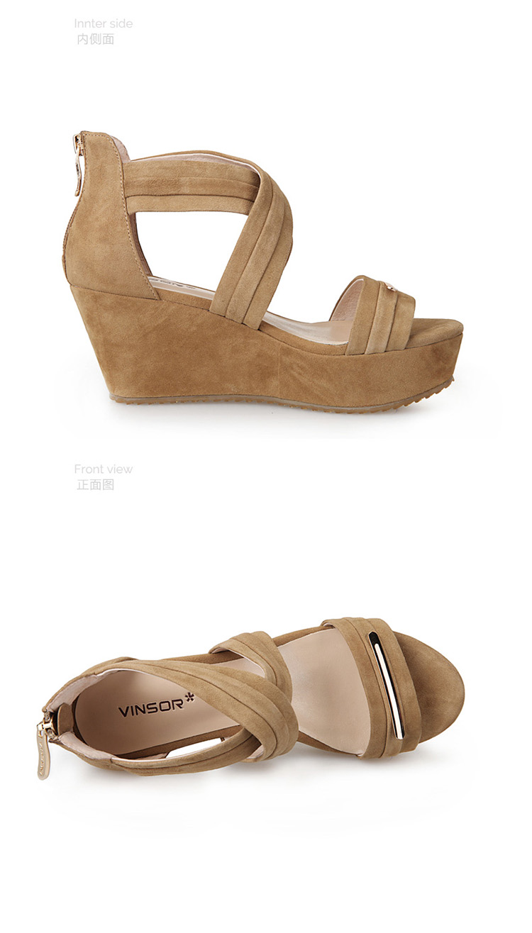 vinsor/温莎夏款真皮高跟凉鞋 韩版时尚坡跟女鞋露趾女鞋va41b301