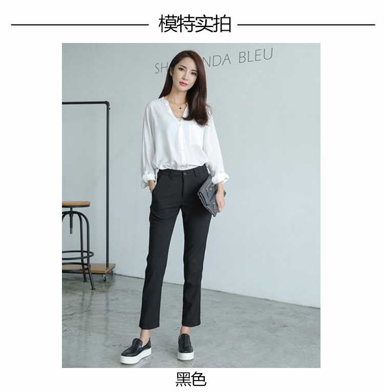LA   秋季螺纹休闲西装长裤  6582 黑色 S