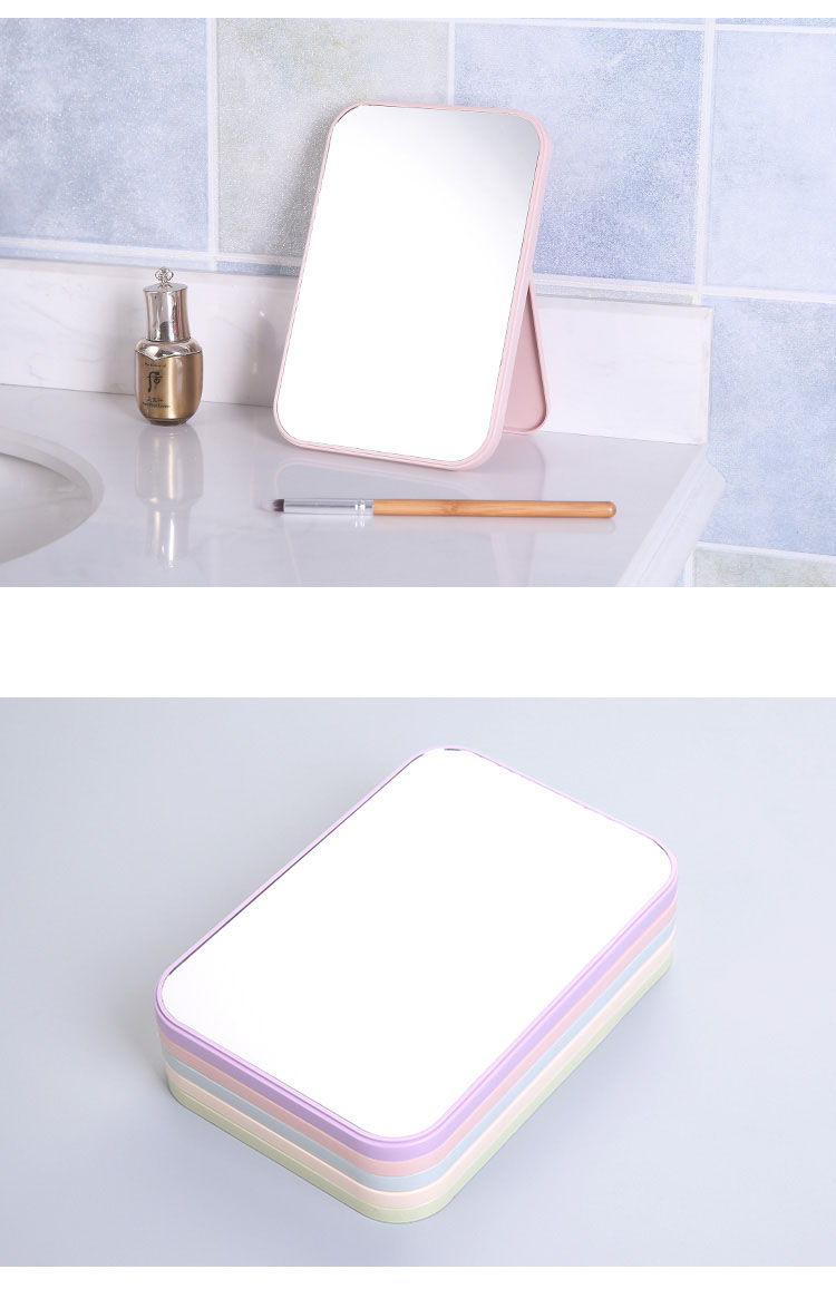 羽熠 糖果色化妆镜子台式简易梳妆镜方形可折叠镜子方便携带 颜色随机