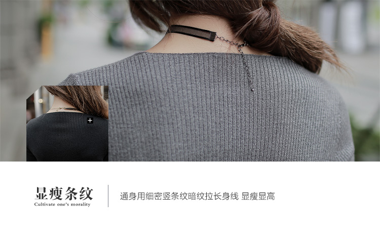 拉缇儿 2016 女装 春 新款 韩版修身中长款毛衣针织衫 女 QL8170 黑色 均码