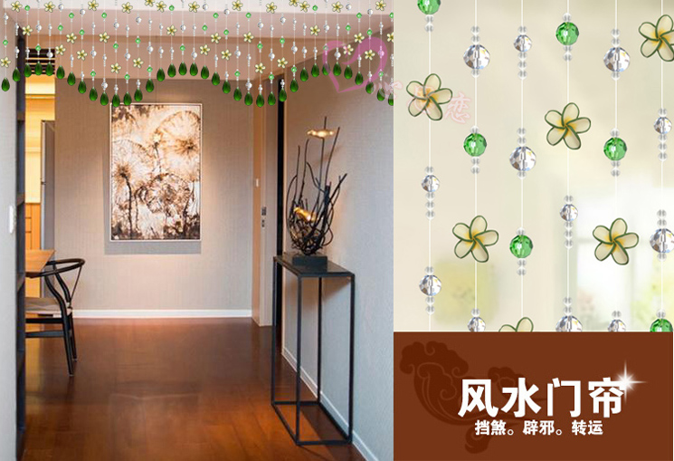 心思恋珠帘水晶隔断帘子卧室客厅装饰半帘屏风玄关卫生间挂帘门帘成品 鸡蛋花+普通色切面珠