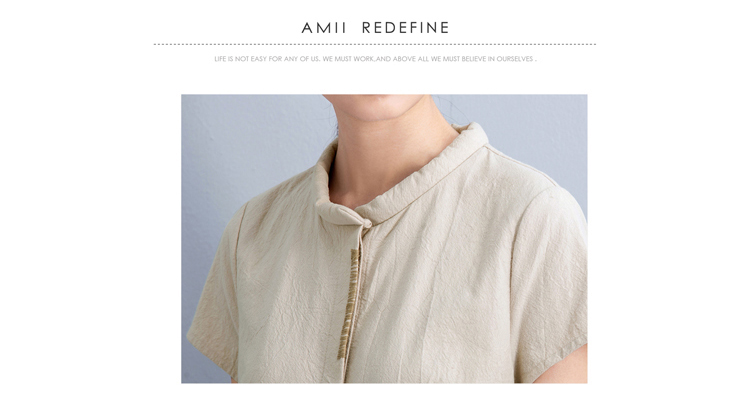 AMIIREDEFINE2015秋新品立领绣花前短后长纯棉大码衬衫女61570860 砖红 XL