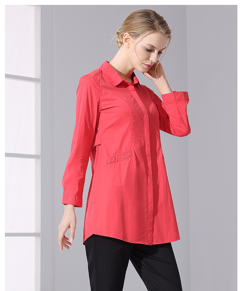 米兰登春装新品中老年女装衬衫妈妈装上衣时尚薄中长款大码wj130002