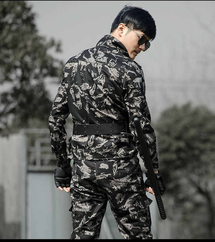 盾郎 军装迷彩服男套装女黑色作训服套装特种兵户外军训服夏秋季工作