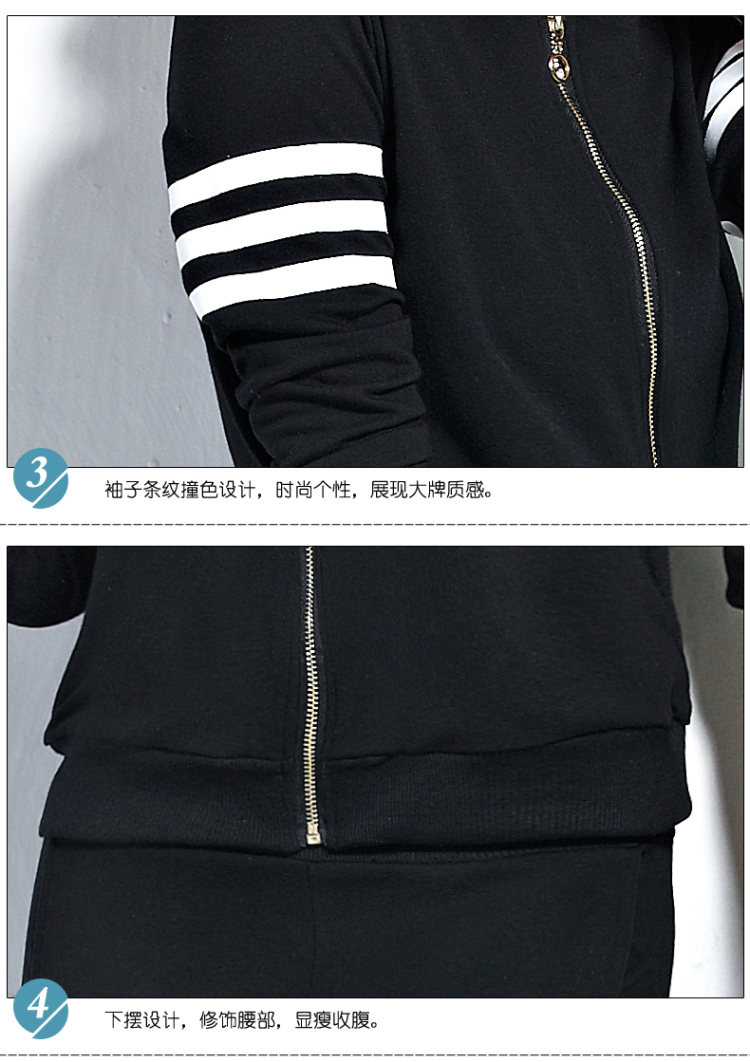 秋冬装新款时尚欧美风大码女装棒球衫哈伦垮档裤休闲运动卫衣套装女 灰色 XXL