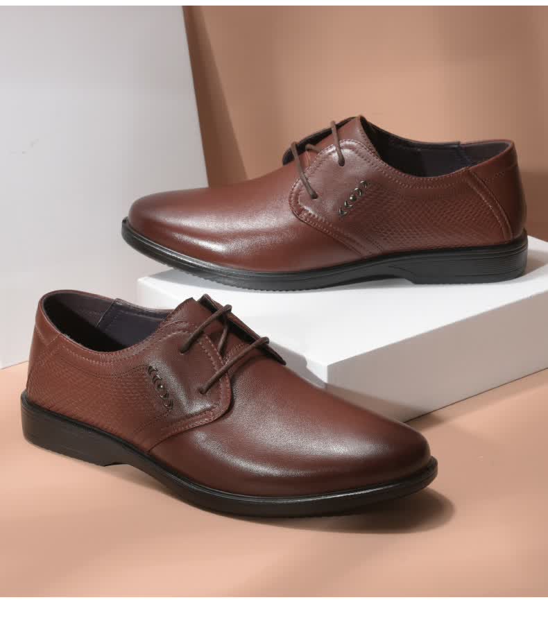 富贵鸟正装鞋 头层牛皮男士系带商务正装男鞋皮鞋 棕色 43