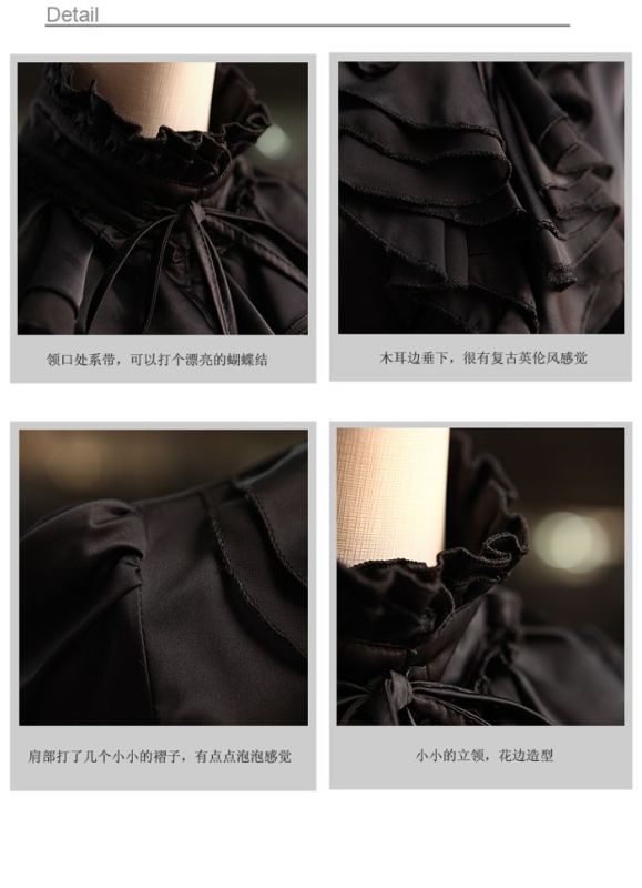 
                                        简星 秋装春装新款 9634宫廷气质小立领荷叶边亚光色丁长袖衬衫有加大码 白色 XXL                
