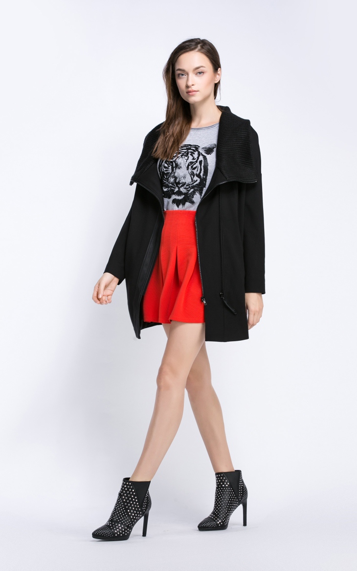 女装 风衣 only only秋装新品毛衣领宽松中长风衣女e|11531l003 .