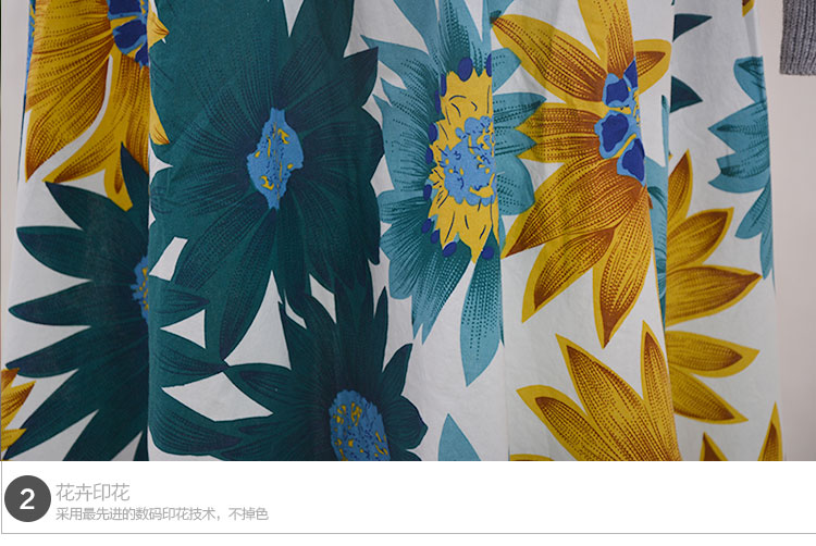 SMLN2015秋冬新半身裙秋冬花卉中长裙百褶裙499013 白底黄花 均码