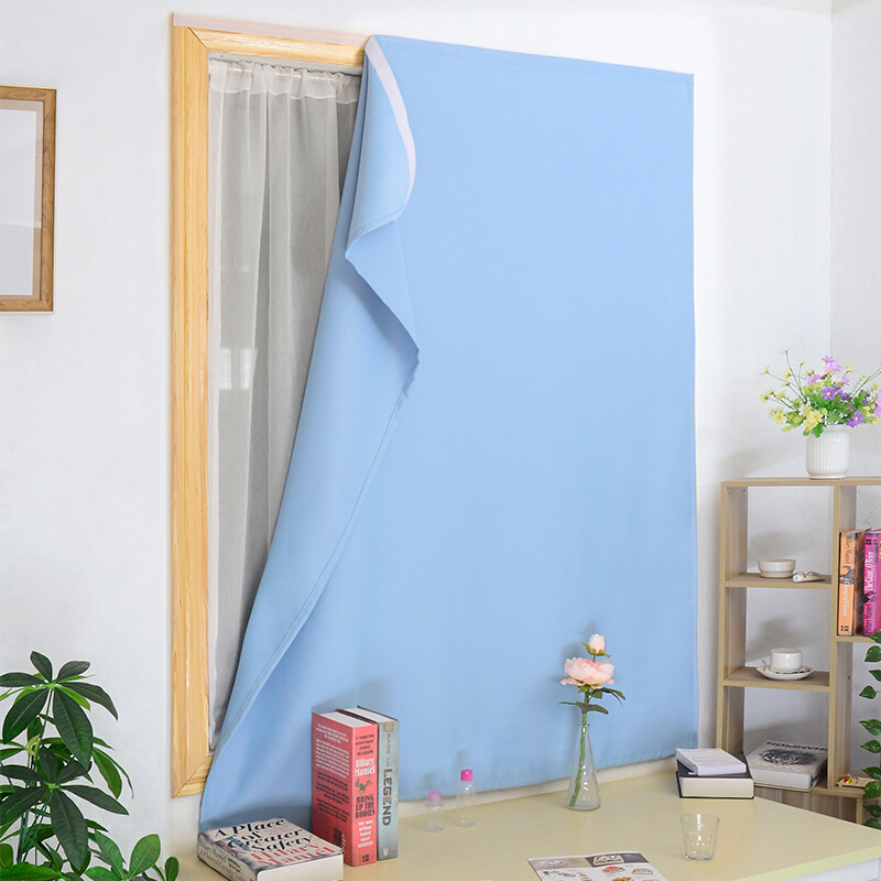 魔术贴窗帘遮光布窗帘卧室现代简约简易粘贴窗帘布 甜美粉 宽2.0x高2.