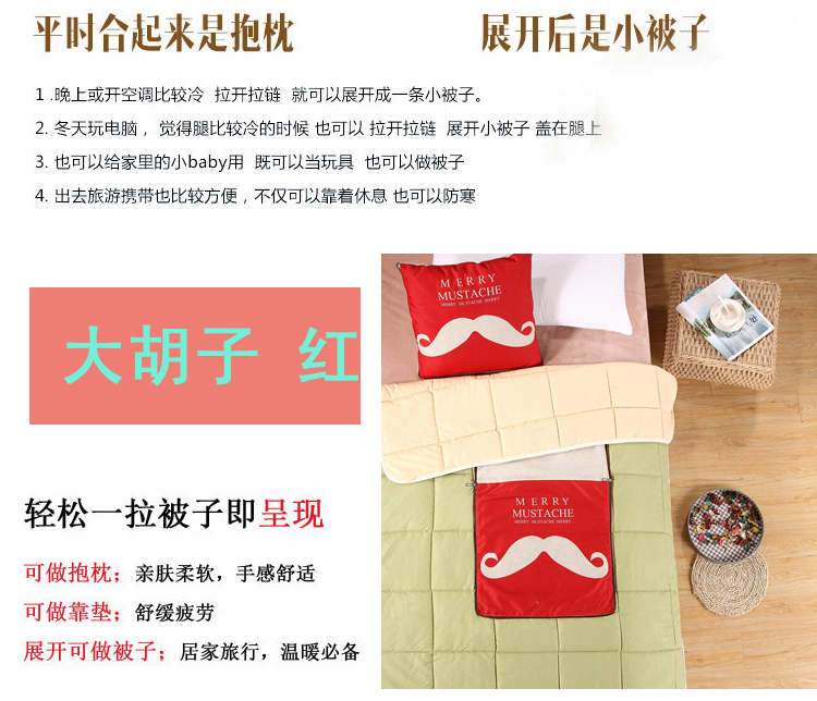 
                                        欣纯家居 多用棉麻抱枕被 汽车办公室两用靠垫45*45cm 天生一对                