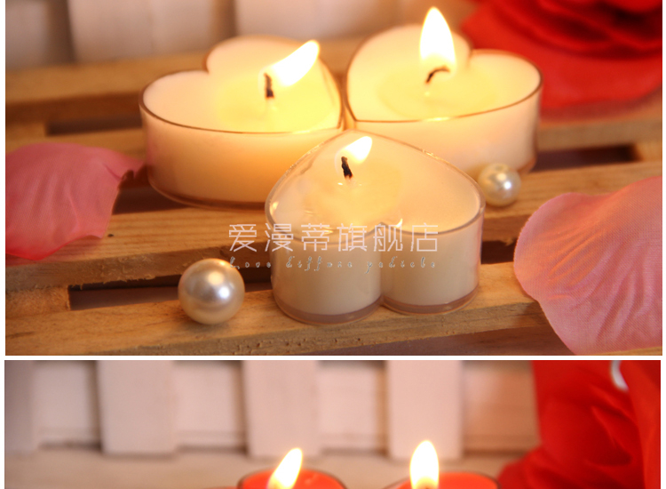 心形蜡烛浪漫求婚道具小蜡烛 生日表白告白蜡烛 烛光晚餐布置20只装 心形蜡烛5色混装 20粒 送花瓣300片