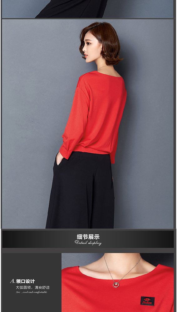 桀骜天使 2015秋季新款韩版宽松圆领打底长袖T恤女1-052 图片色 L