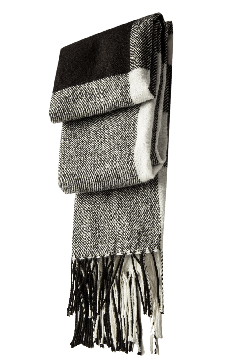 only2015秋装新品英伦风黑白格围巾女e|115388013 010黑 acc