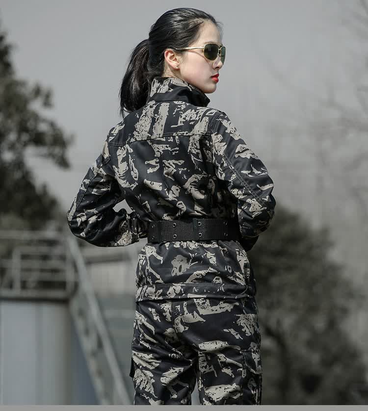 盾郎 军装迷彩服男套装女黑色作训服套装特种兵户外军训服夏秋季工作