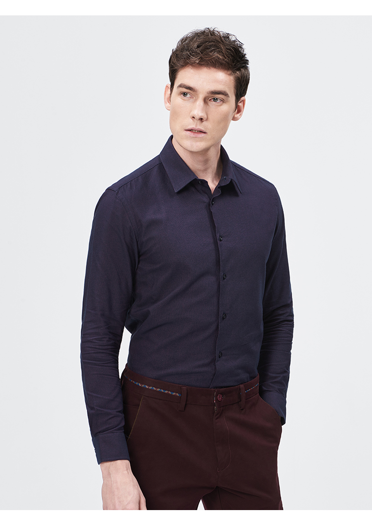 firs杉杉男装长袖衬衫男秋冬新品细条纹商务休闲天丝衬衣 firsb1274-1