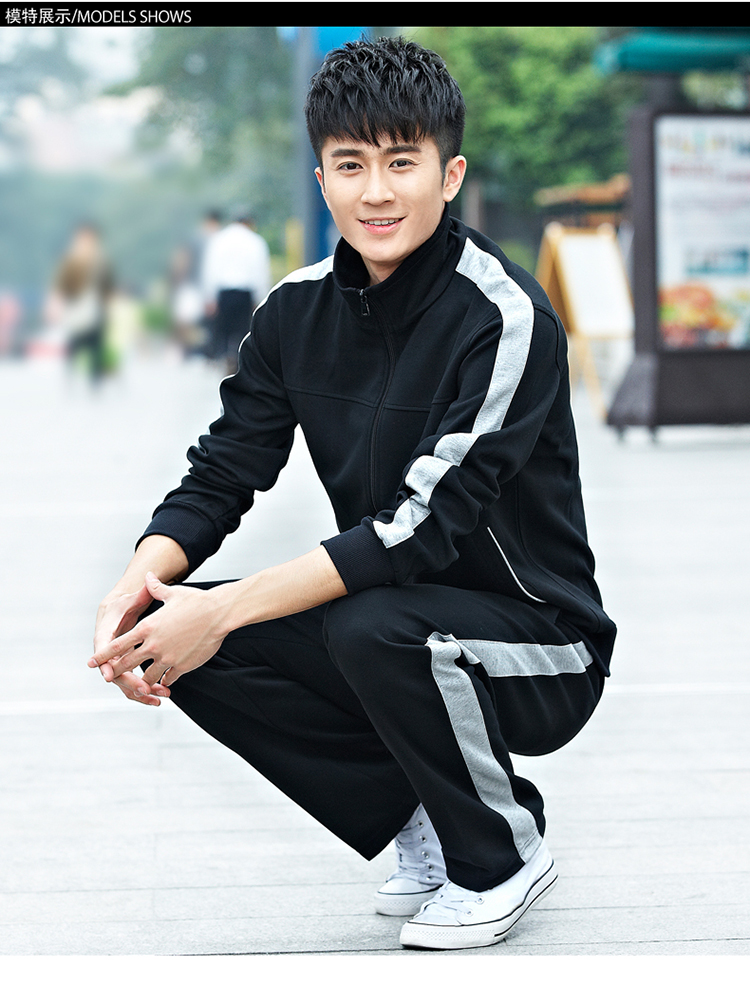 innsyoung2015秋季新品男士跑步运动休闲运动服韩版时尚运动套装 灰色