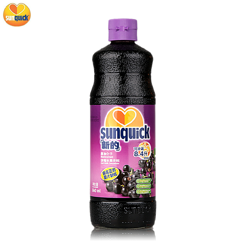 饮料〗sunquick 新的牌浓缩型黑加仑味果汁 840ml
