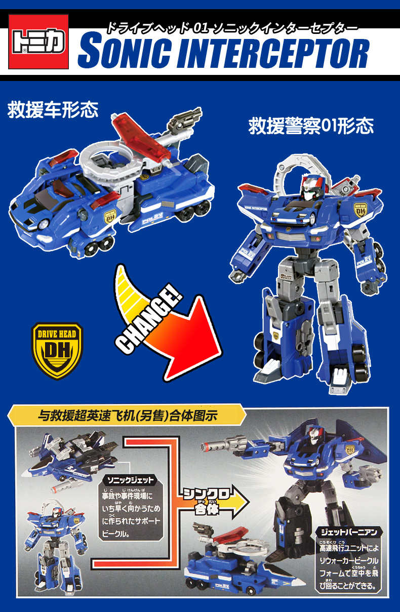 tomy 多美卡仿真合金車模 極速救援機動救急警察玩具 變形機器人小車