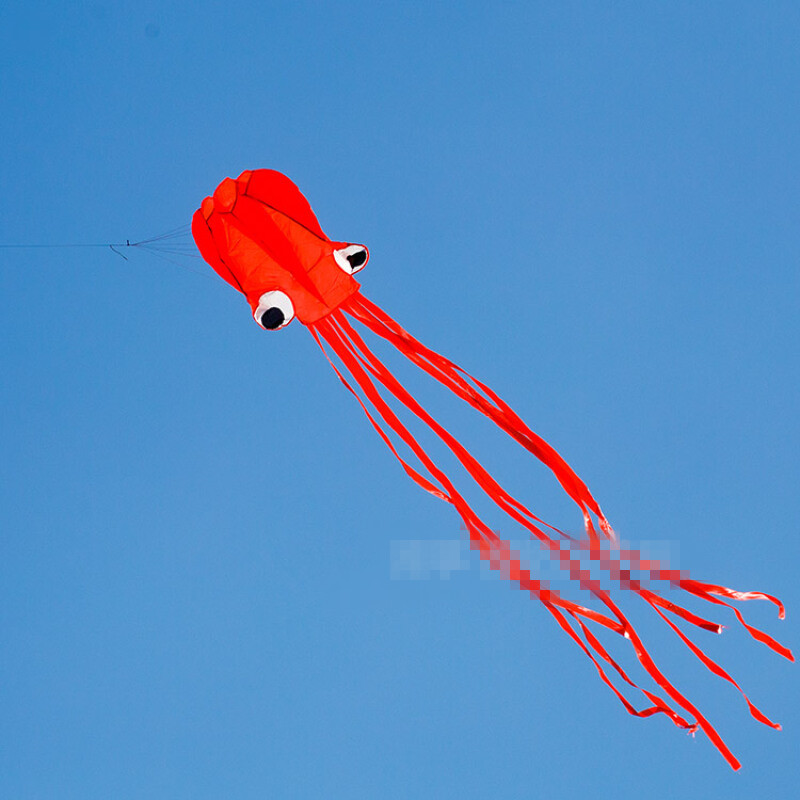 风筝软体章鱼风筝 好飞易携带儿童风筝 易飞 桔绿小章鱼 100米白线板